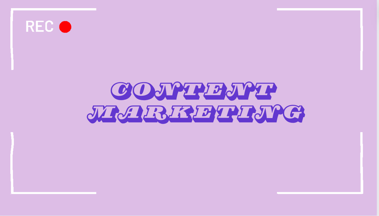 purple image of content marketing with a recording outline as the border
